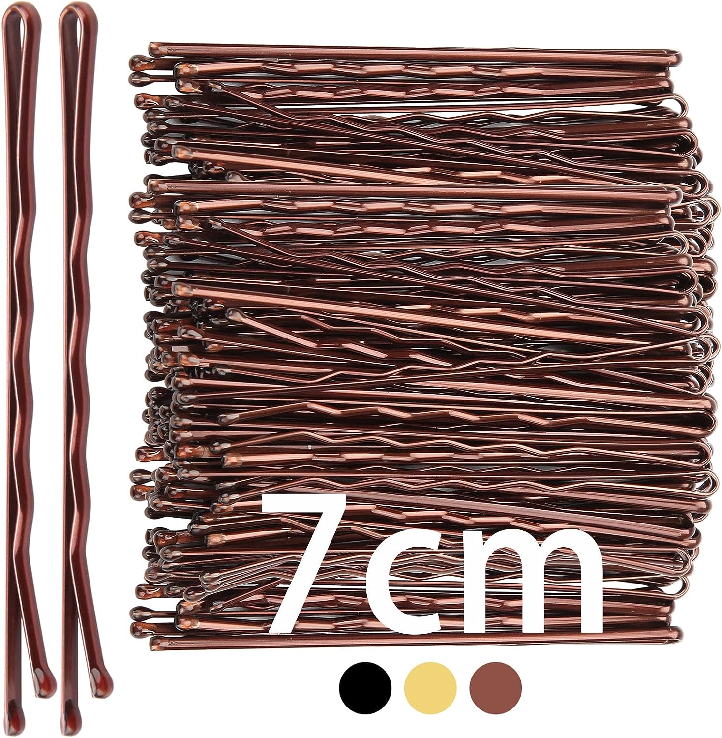 TOCOLES 7cm Hair Grips - 50pcs Brown Hair Pins, Long Bobby Pins, Waved Kirby Grips - Essential Hair Accessories for Women & Girls, Ideal for All Types